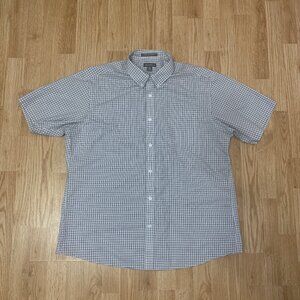 Eddie Bauer Shirt Mens XL White Black Plaid Button Down Outdoors Cotton Comfy